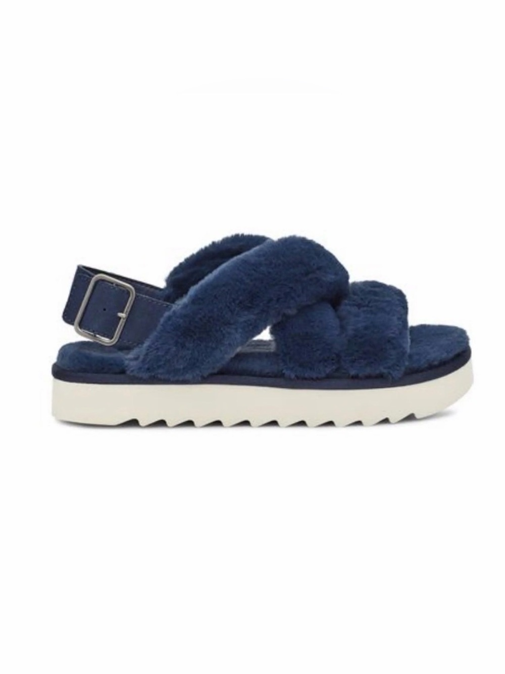 NWOT Koolaburra by UGG Fuzz-ee Faux Fur Slipper Sandals Blue Size 9